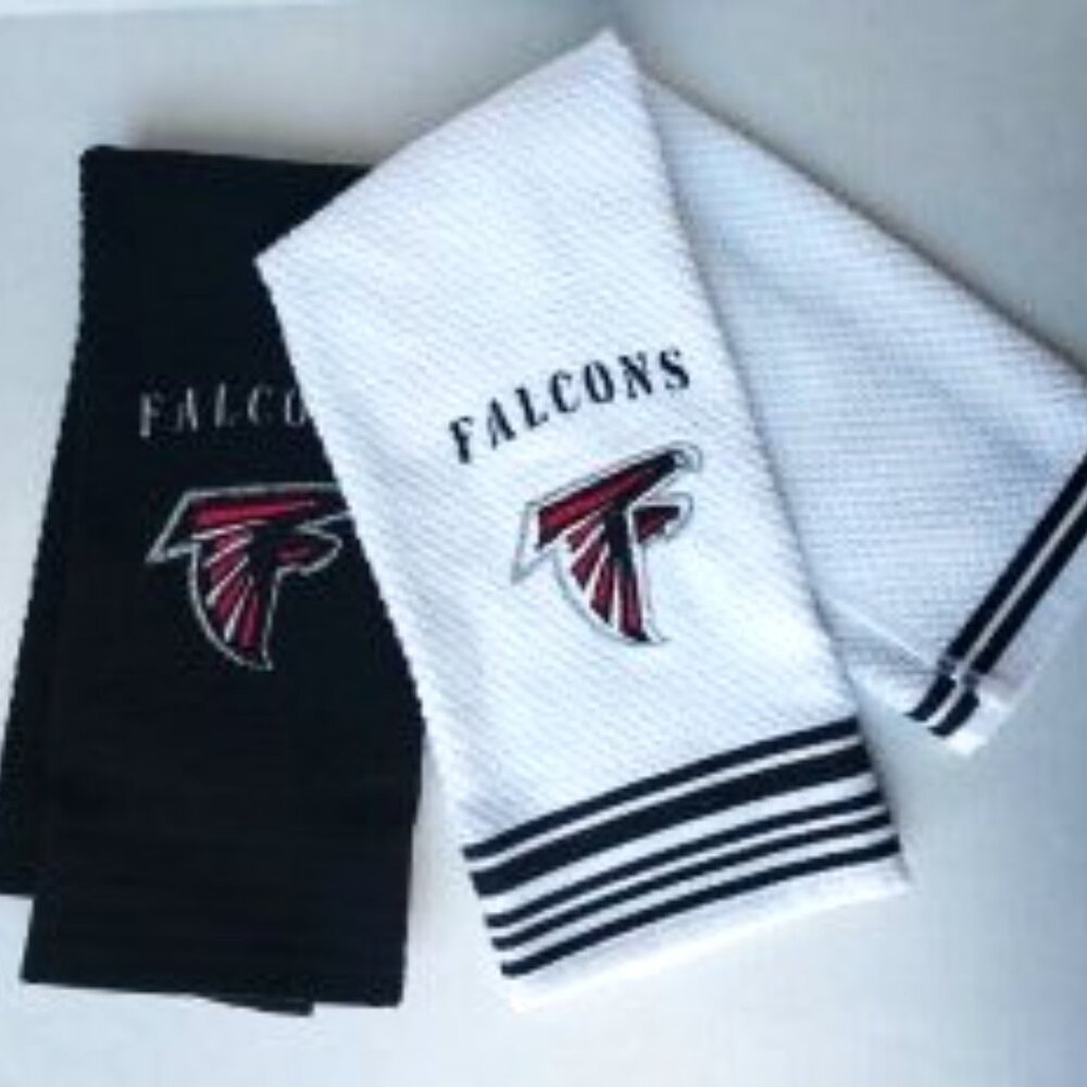 Atlanta Falcons set of 2 Embroidered Tea towels , hands towels 100% Cotton
